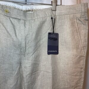 Men's BESPOKE STUDIO SUITS Linen Pants Light Natural Beige Trousers 45x26 Reg